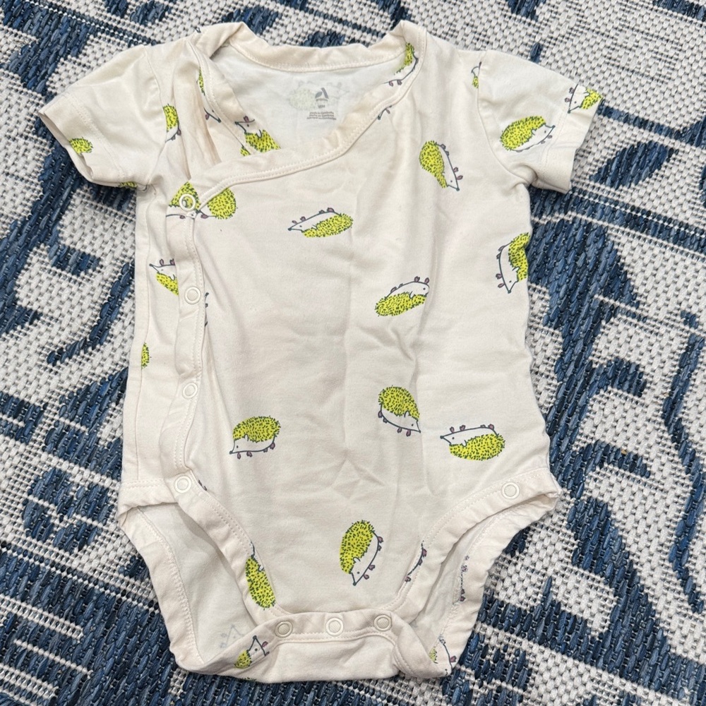 Amazon Cream and Green Hedgehog Baby Bodysuit